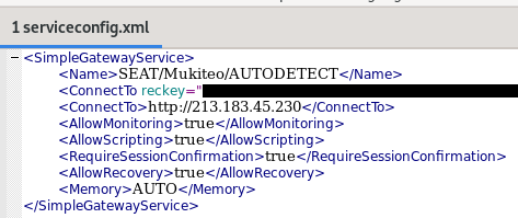 modified config file